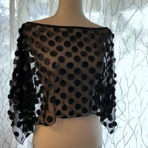 💞 Staples Black Dot Demi Poncho Capelet Crop Top